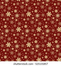 Seamless pattern with gold snowflakes for your design.