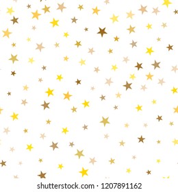 Seamless pattern with gold stars. Gold stars confetti celebration. Vector illustration