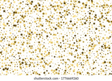 Seamless pattern with gold stars confetti. Seamless golden star pattern. Starry background.