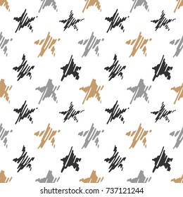Seamless pattern with gold stars. Hand graphics marker. Vector illustration. 