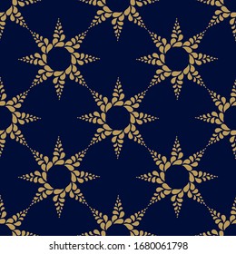 Seamless pattern. Gold stars on a blue background. Vector illustration for fabric, Wallpaper , paper and other surfaces.