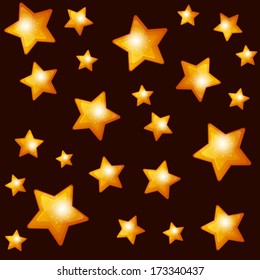 Seamless Pattern with Gold Stars on Dark Background.