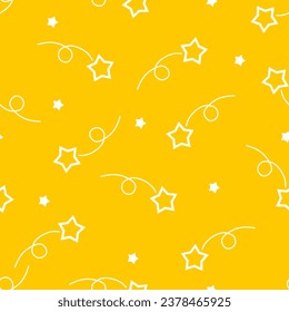 Seamless pattern gold stars on yellow background, print on paper, packaging, textile, bed linen, fabric, wrapping paper, Christmas design, gifts.