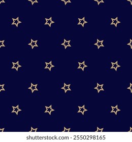 Patrón sin fisuras con estrellas de oro sobre fondo azul marino.
