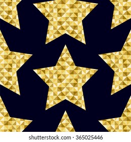 seamless pattern of gold stars on a black background