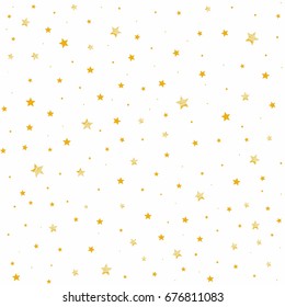 Seamless Pattern With Gold Stars. Seamless Star Pattern. Vector Image Of Twinkling Stars.