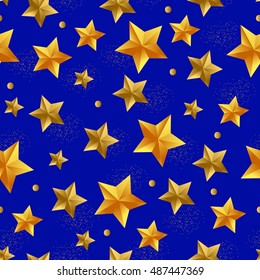 Seamless pattern with gold stars. Vector illustration.
