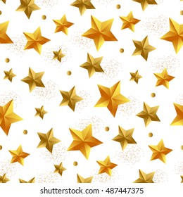 Seamless pattern with gold stars. Vector illustration.