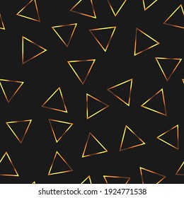 Seamless pattern with gold triangles on black background. Vector illustration