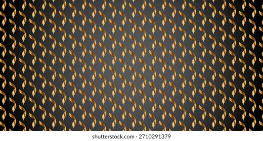 A seamless pattern of gold twisted shapes arranged diagonally on a dark gradient background, creating an elegant, luxurious, and dynamic visual texture.