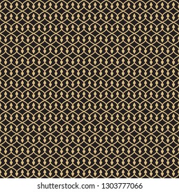 Seamless pattern from gold wavy thin lines. Modern geometrical ornament of decorative design. Vector illustration.