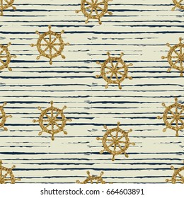 seamless pattern gold wheels and stripes. Vector illustration