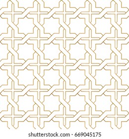 Seamless pattern of golden abstract lines
