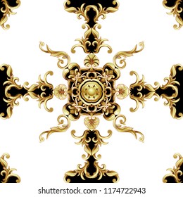 Motif harmonieux d'éléments baroques dorés. 