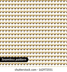 Seamless pattern with golden beads. Holiday background with shining beading. Vector illustration EPS 10.