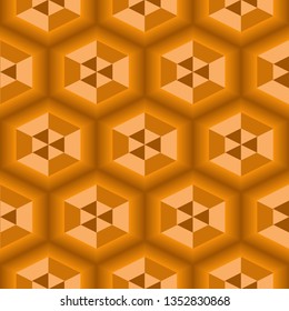 Seamless pattern of golden blur hexagons resembling honeycombs. Vector image, eps 10