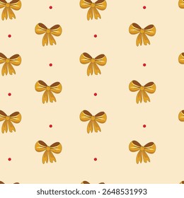 seamless pattern with golden bows on pastel tone