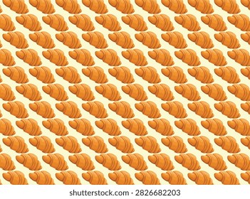 seamless pattern of golden brown croissants flaky bakery treats background
