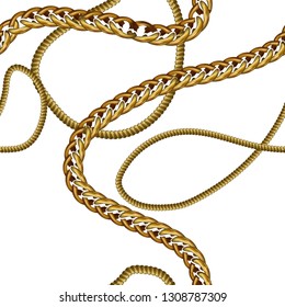 Seamless pattern with golden chain.