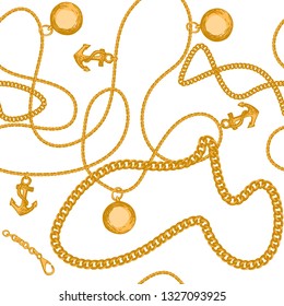 Seamless pattern with golden chain for fabric design