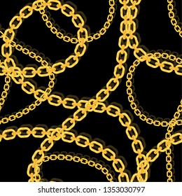 
Seamless pattern with golden chain on black background. For textiles, clothing, wrapping paper and more