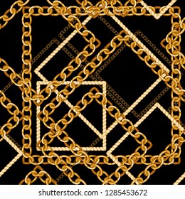 Seamless pattern with golden chains. 