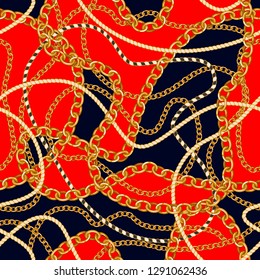Seamless pattern with golden chains. 