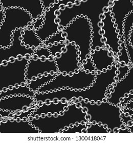 Seamless pattern with golden chains. Beautiful jewelry precious necklaces.