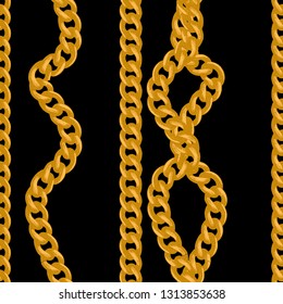 Seamless pattern with golden chains for fabric design. Vector