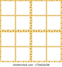 Seamless pattern of golden chains on white background. Repeat design ready for decor, fabric, prints, textile.