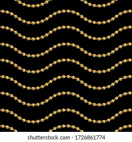 Seamless pattern of golden chains on black background. Repeat design ready fabric, prints, textile.