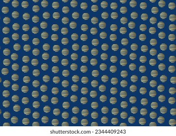 Seamless pattern with golden circles on a blue background. Vector illustration.