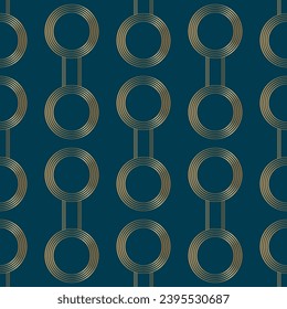 Seamless pattern with golden circles on deep blue background. Vintage print. Vector background. Luxury print