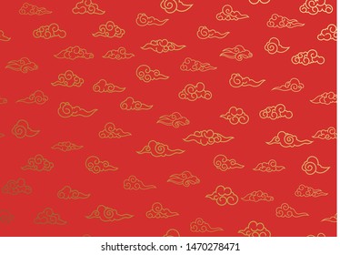 Seamless pattern of golden clouds in Chinese style.