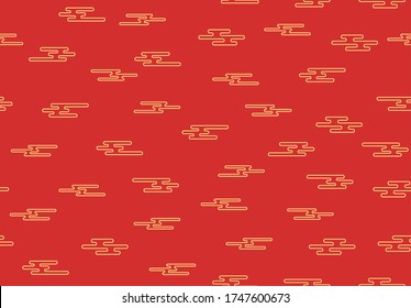 Seamless pattern of golden clouds in Chinese style. vector illustration