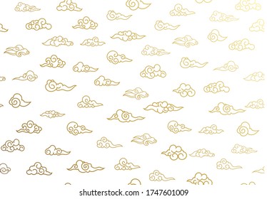 Seamless pattern of golden clouds in Chinese style.