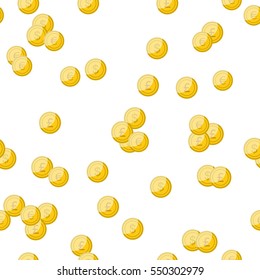 Seamless pattern with golden coins falling down. Cartoon style. Golden money. Business success, bank credits, deposit, investment, saving, fortune concepts. 