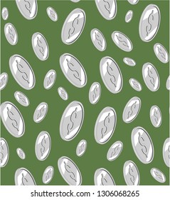 Seamless pattern golden coins, vector illustration