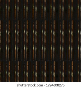 Seamless pattern of golden or copper metal stripes with shimmers and glitter on a dark background. For wrapping paper, fabric or wallpaper