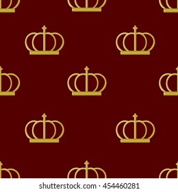 Seamless pattern golden crown emperor, vector