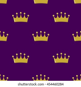 Seamless pattern golden crown queen, vector