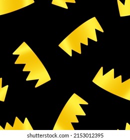 Seamless pattern of golden crowns on black background. Vector illustration
