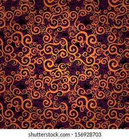 Seamless pattern with golden curls. Endless east style background of scrollwork. It can be used for wallpaper, pattern fills, web page background, surface textures.
