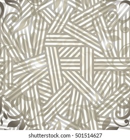 Seamless pattern,  Golden design with shimmering elements. Stripes & Floral elements