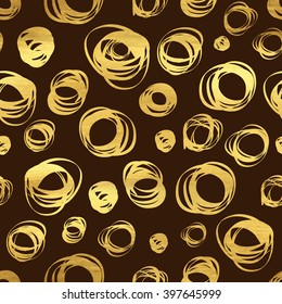 Seamless pattern with golden doodle ornament. Vector illustration