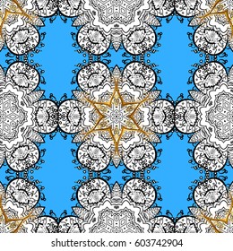 Seamless pattern golden elements. Gold template. Vector illustration. Design vintage for card, wallpaper, wrapping, textile. Royal retro background. Floral classic texture.