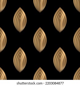 Seamless pattern with golden elements on black background. Luxury style.