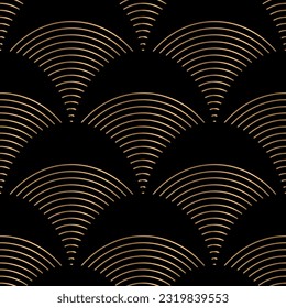 seamless pattern with golden elements on black background. Luxury background. Vector psttern.