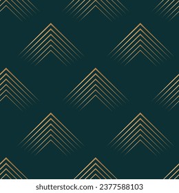 Seamless pattern with golden elements on deep green background. Luxury print. Vector background.