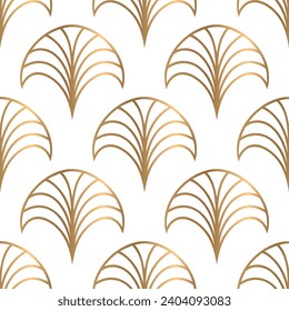 Seamless pattern with golden elements on white background. Vintage print. Vector pattern. Art deco